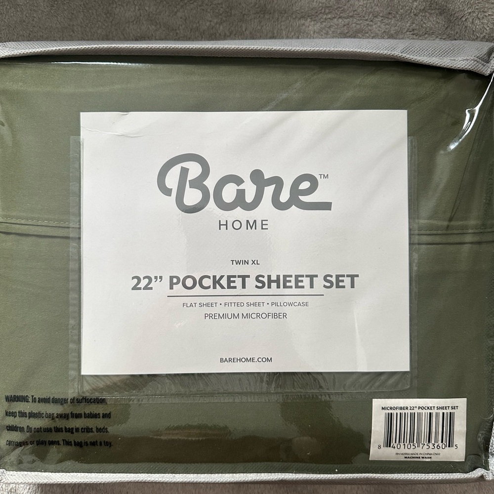 Bare Home Green Twin XL Sheet Set